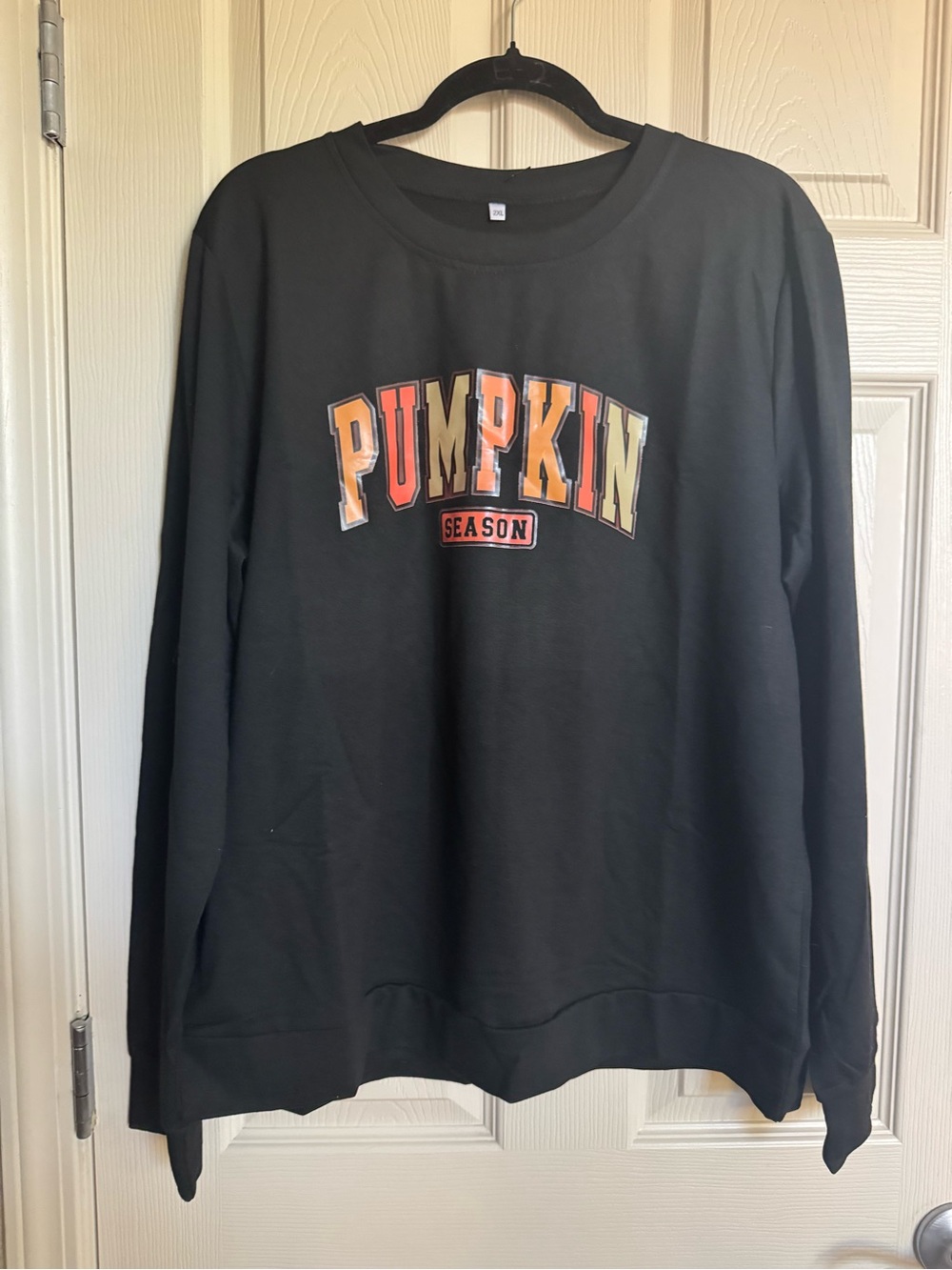 NWT Black 'Pumpkin Season' Graphic Sweatshirt with Orange Accent, Various Sizes